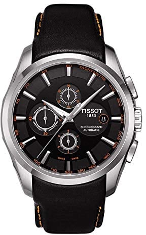 Armbanduhr Ersatzband 22mm Leder passend für Tissot T035410 T035407 T035428 T035446 Lederarmband Uhrenarmband Schwarz-Orange