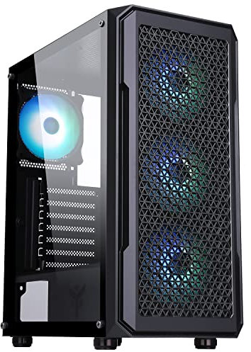 Itek Case Six Triangle Gaming Middle Tower, Ventola ARGB 4 x 12 cm, USB3, Vetro temperato Pannello Laterale Senza Telecomando