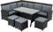 ESTEXO Polyrattan Lounge Set in luxuriöser Optik bestehend aus 1 Couch, 3 Hockern und 1 Tisch, inklusive Sitzpolster, Schwarz
