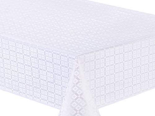 Home Direct Wachstuch Tischdecke Abwaschbar Eckig geprägt 140 x 240 cm Weiß