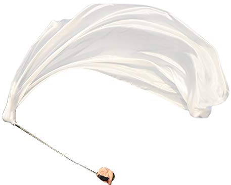Winged Sirenny 1 Stück Echte Seide Bauchtanz Seidenschleier Poi Bälle mit 135cm Tuch, Jonglierset Schleier Voi (weiß)