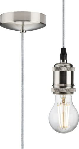 Knightsbridge 1.8m E27 Vintage Pendant Set - Brushed Chrome 8271L