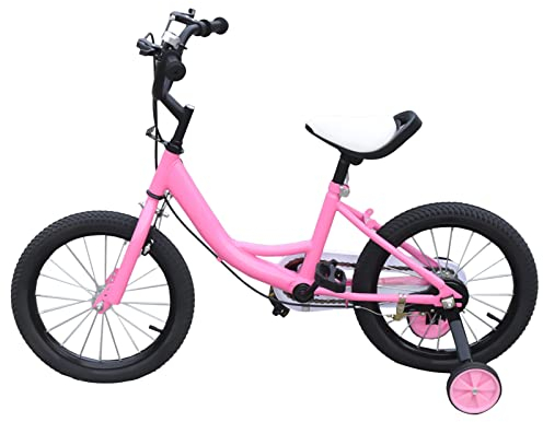 Lightakai 16 Zoll Kinderrad Fahrrad, Classic Fahrrad für Kinder Kinderfahrrad mit Abnehmbare Stützräder Für Kinder ab 5-8 Jahren (Rosa)