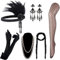 DRESHOW Damen 1920er Accessoires Set Flapper Kostüm Gatsby Feder Lange Halskette Handschuhe Stirnband Funkelnde Ohrringe