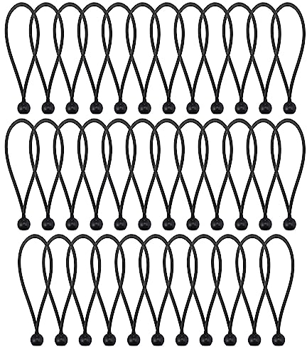 Hejo 35 Stück 20cm Spanngummis mit Kugel, Langlebige Tragbare Planenspanner mit Kugel, Spanngummi mit Kugel für Planen, Pavillons, Zelte, Camping, Schwarz