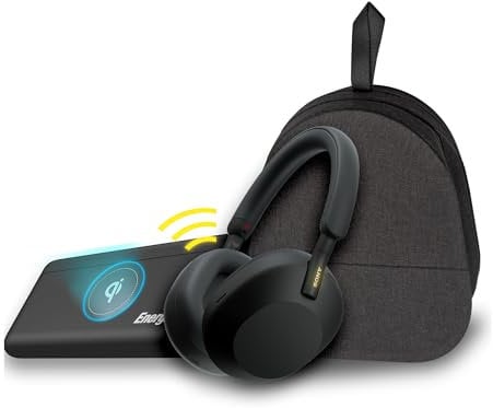 Sony WH-1000XM5 Wireless Noise Canceling Over-Ear Headphones (Black) with Wireless 10,000mAh Power Bank Bundle (2 Items)