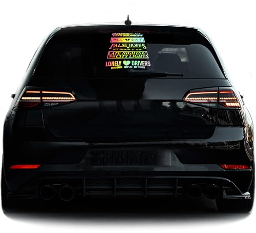Japanische Aufkleber Japan Sticker Autoaufkleber Heckscheibenaufkleber im SET 5 Sticker in einem (Oilslick Silber)