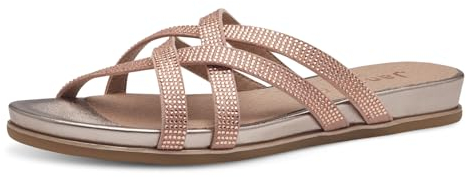 Jana Damen Pantoletten mit Glitzersteinen Vegan, Rosa (Rose), 39 EU
