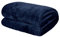 Brentfords Flannel Fleece Throw Blanket for Bed, Super Soft Cosy Warm Navy Blue Throw for Sofa Large Thick Blanket Fluffy Double Bed Throw Over Couch, 150 x 200cm