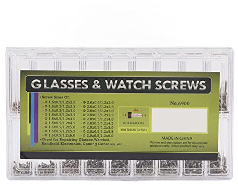 QANYEGN 1800Pcs Micro Eyeglass Sunglass Repair Screws, Stainless Steel Spectacles Screws, Mini Screw Repair Kit for Spectacles Watch