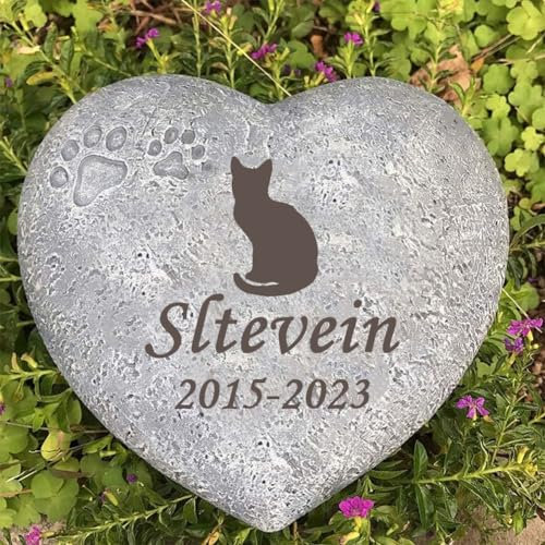 JHB Pietra commemorativa personalizzata per animali domestici con sagome Nome Date Forma di cuore Marcatori di tombe per cani gatti Lapide per cani Lapide commemorativa giardino Stepping Sotne