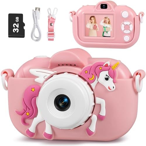 Kids Camera Toddler Toys for Girls, 3-12 Year Old Girl Birthday Gifts Toys, 48MP HD Kids Digital Camera for Kids, 1080P HD Video Toddler Camera Kid Toys Gifts for 3 4 5 6 7 8 9 10 Year Old Girls