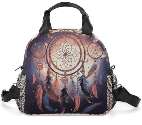 HJUQNGF Lunchbox Indianer-Traumfänger-Lunch-Tasche für Männer und Frauen, klein, auslaufsicher, Kühler, wiederverwendbar, hohe Kapazität, Lunchtasche