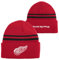 NHL Strickmütze für Kinder, Jugendliche 8–20, offizielles Kaltwetter-Design, gestreift, mit Bündchen, Detroit Red Wings, Einheitsgröße