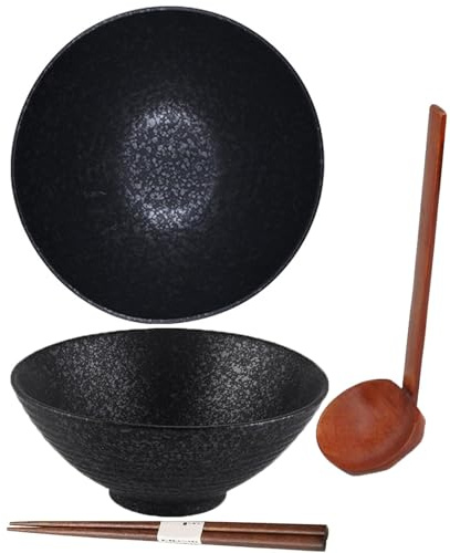 TuYines Japanische Ramen Schüssel, Keramik, 21 cm, 1200 ml, Multifunktionsschale mit Löffel und Essstäbchen