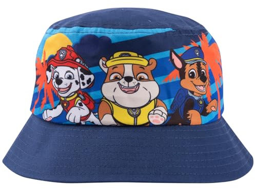 Paw Patrol Fischerhut für Jungen - Marshall, Rubble und Chase Kinder Bucket Hat Sonnenhut Sonnenschutz Anglerhut Blau