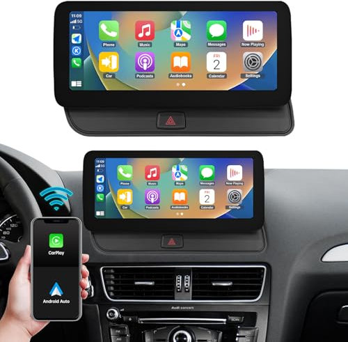 Ninetom Autoradio 12,3 Zoll Touchscreen mit kabellosem Carplay und Android Auto für 2009–2017 Audi Q5 mit 2G MMI+ System, unterstützt Mirrorlink, Kamera, Navigation