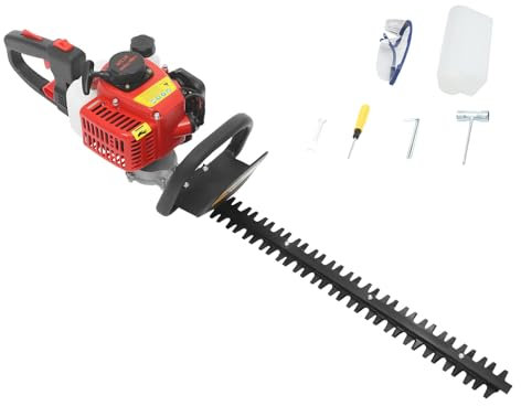 OUBUBY 22.5cc Petrol Powered Hedge Trimmer 2 Stroke Cordless Hedge Trimmer with 55cm Double Sided Laser Cut Reciprocating Blades Petrol Fuel Powered for Trimming Hedges, Shrubs & Plants