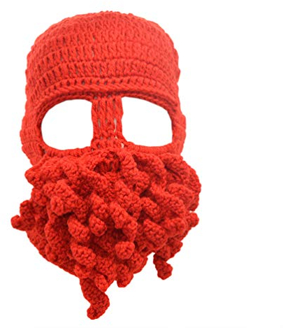 Stylish Unisex Knit Octopus Beanie Windproof Ski Mask Hat Cap Keep Face Warm Red