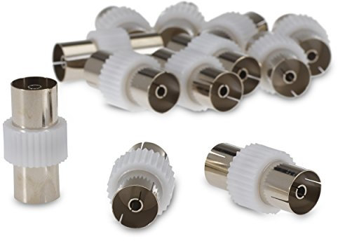 SSL Satellites 5-Pack Coaxial Cable Coupler Joiner - Female to Female Connector & Extender Gender Changer TV Aerial Plug Adapter