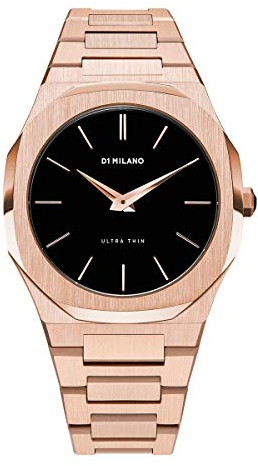 Watch D1 Milano Unisex AUTB03 Quartz Steel Ultra Thin Rose Gold Black