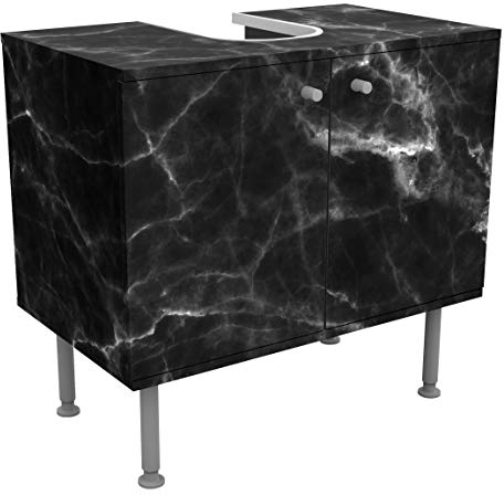 Bilderwelten Waschbeckenunterschrank - Nero Carrara - Badschrank, Größe: 55cm x 60cm