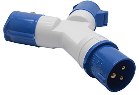 2-Way Splitter 16A 220v IP44 2 Way 3 pin Industrial Site Plug & Wall Socket Waterproof IP44 Plug Connector Socket 2P+Earth Male/Female