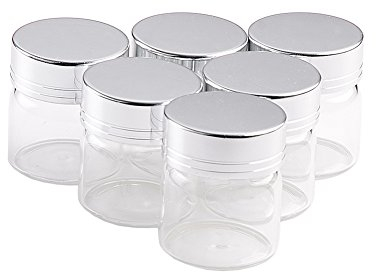 6pcs 20ml La Jolie Mini Bouteille en Verre, la Fiole Verre est Transparente,Le capuchon est en aluminium argenté,C'est très beau pour message Bouteille échantillons (6,20ml)