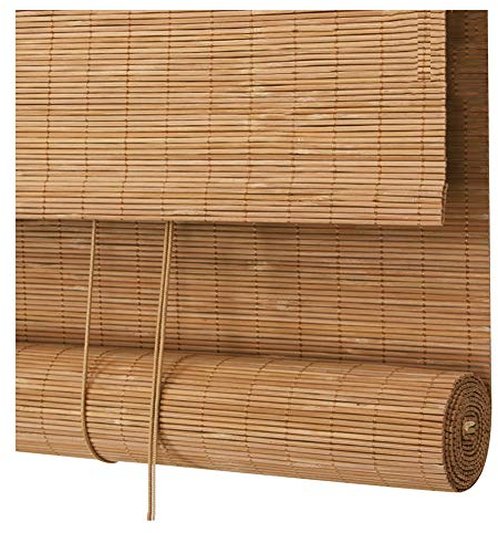 PENGFEI Bambus Rollo Schatten Bambusrollo Raffrollos Draussen Wasserdicht Vorhang Aufhängen Terrasse Sonnenschutz, Karbonisierte Farbe, Größenanpassung (größe : 150X220CM)