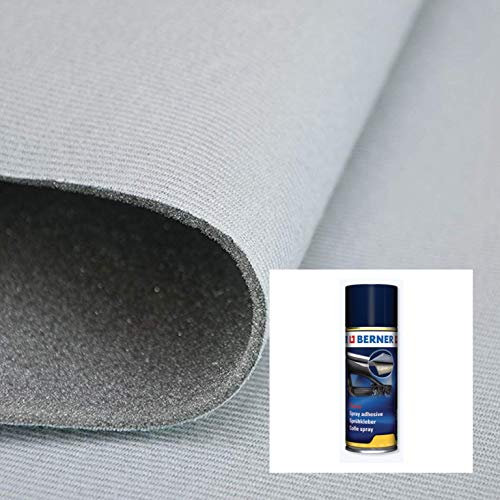 2R STOCK TramaTessile | Tessuto Cielo Auto Rivestimento Padiglione (Grigio Chiaro, 2,00x1,40mt+1 Colla)