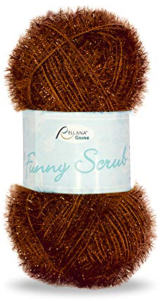 Rellana Funny Scrub tolles Garn zum Schwämme häkeln oder Stricken, lustige Spülschwämme häkeln (06 - braun)