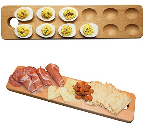 HIGHERHUMAN Wendbare Eierablage aus Holz und Charcuterie-Brett, Käse-Servierplatte