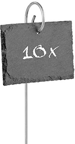 Hoberg Étiquettes Plantes en ardoise - Set de 10 | Résistant aux intempéries, réutilisable | Inscription individuelle de plantes & herbes | Avec piquets de terre en acier | 10 x 7 x 0,5 cm [Carrés]