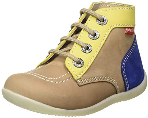 Kickers Caramella, Stivali Bambina, Beige Giallo Marina, 18 EU