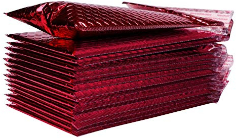 Selbstklebende Luftpolsterumschläge, Luftpolstertaschen, wasserdicht und stoßfest, Rot, 15 x 18 cm, 50 Stück
