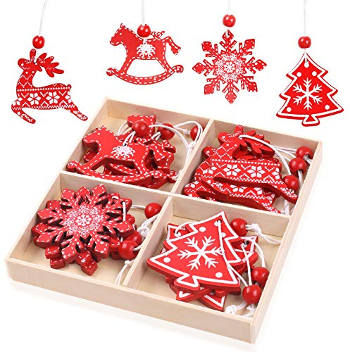 Camelize Stück Holz Weihnachten Deko Weihnachten Holzanhänger Weihnachstbaum Schmuck Natürlicher Christbaum-Behang für Weihnachten Geschenke DIY Handwerk Basteln