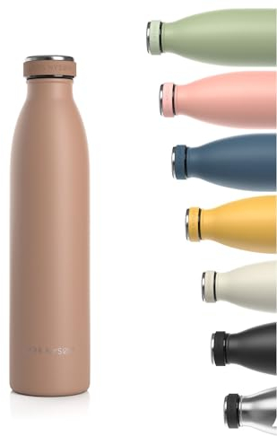 LARS NYSØM Edelstahl Trinkflasche 350ml, 500ml, 750ml, 1L, 1 5 liter | Thermosflasche Kohlensäure geeignet | Auslaufsichere Wasserflasche für Sport, Outdoor, Schule (Mocha Brown, 750ml)