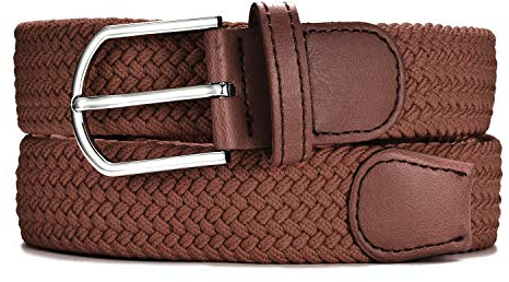 MASADA Stoffgürtel - Dehnbarer Stretch-Gürtel für Damen und Herren 3,2 cm breit elastisch 90-100 cm lang - Hellbraun