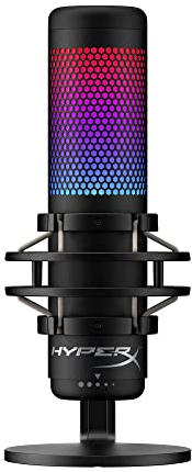 HyperX QuadCast S – Micro USB à condensateur RGB pour PC, PS4 et Mac, support anti-vibrations, Filtre anti-pop, Jeux, Streaming, Podcasts, Twitch, YouTube, Discord (Reconditionné)