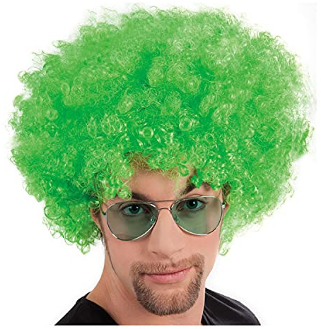 WOOOOZY NEU Perücke Unisex Herren Super-Riesen-Afro Locken, grün - SPARPACK mit 6 Stück