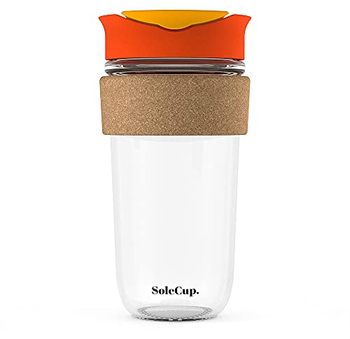 SoleCup. Large Travel Mug - Reusable Insulated Coffee Mug - 18oz/530ml BPA-Free Hot Drink Travel Mug with Lid & Cork Band (Red, 530ml / 18oz)