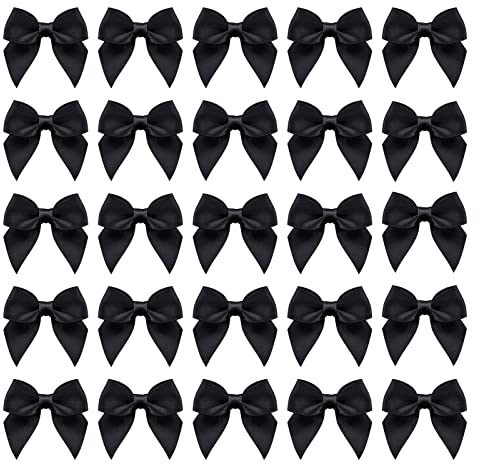 WANDIC Mini-Satinband-Schleifen, 50 Stück, Schwarz, Polyester, Dekorativ und elegant, Hochzeiten, Geburtstage und Partys, Feierliche Anlässe