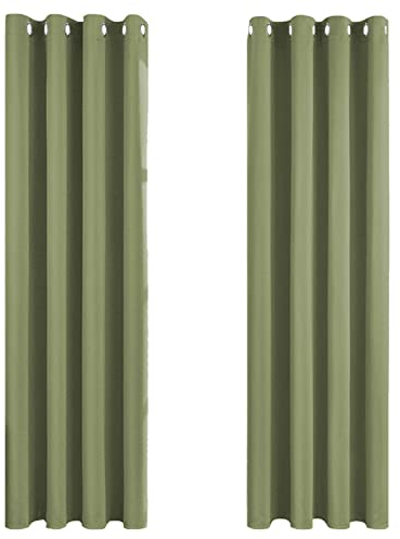 MRTREES Vorhang Blickdicht Gardinen Thermovorhang mit Ösen Verdunklungsvorhang Ösenschal Vorhänge Kurz Modern 240×140cm(H×B) Grün 2er Set für Hotels Büros Wohnzimmer Schlafzimmer Kinderzimmer