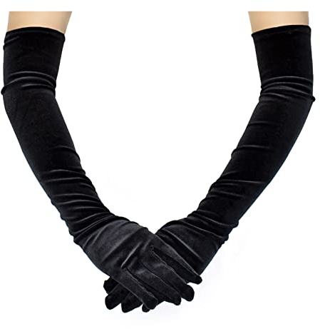 SHANGMAOYO Brauthandschuhe Frauen Samt Party Herbst Winter Lange Handschuhe Nahtlose Hohe Elastizität Feste Frauen Weiß Schwarze Strumpfhandschuhe Kleid Handschuhe Braut Accessoires
