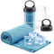 com-four® 2X Kühlhandtuch in Flasche - Cooling Towel Kühltuch - kühlendes Tuch bei Hitze, Müdigkeit, Anstrengung, Sport, Sonnenbrand, Verbrennungen oder Insektenstichen, Camping (2X Tuch - blau/grau)