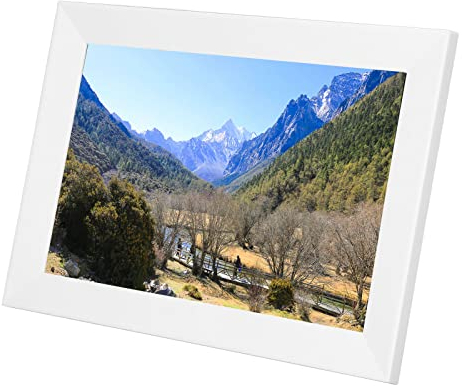 Estink 10,1-Zoll-Digital-Fotorahmen, App-Sharing, Elektronischer WLAN-Fotorahmen, Auflösung 1280 × 800, Automatische Rotation, 6 GB Speicher, 32 GB Erweiterungsspeicherkarte, mit Uhr, Uhrzeit,(EU)