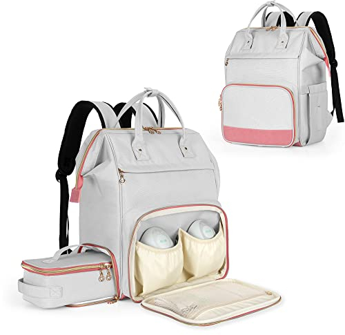 Damero Wearable Pump Backpack with Cooler - Compatible with Medela, Elvie and Momcozy - Breast Pump Carrying Bag with Laptop Sleeve for Working Moms
