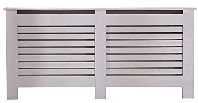 ALPHA Modern High Gloss Grey Radiator Cover Cabinet with Slat Style Decoration Cabinet Display Tables for Living Room 4 Size, S/M/L/XL (X-Largr - W172XD19XH82 cm)