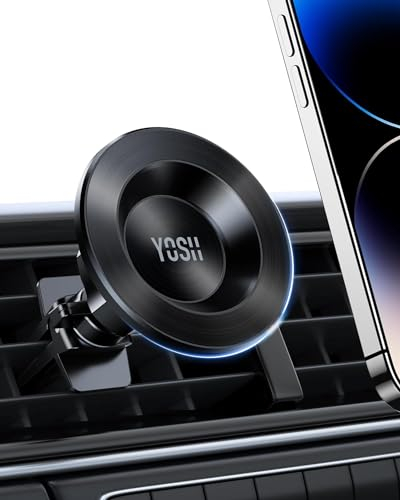 YOSH Mag-Safe Autohalterung mit Superstabilen Double Lock Clips Starker Magnet mit 20xN55, Magnetische Auto-Telefonhalterung Lüftung, 360°Drehbare Magnet Halterung für iPhone 16/15/14/13/12 Serie