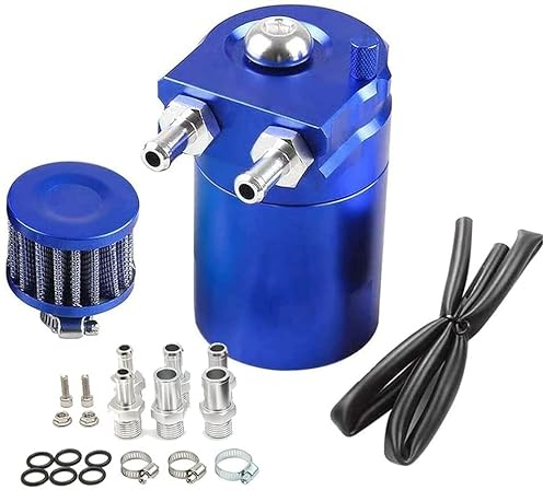 Judavry Alluminio Oil Catch Can Auto, 300 ml Universal Aria Olio Seperator, Cattura Decanter Vapori Olio Kit, Olio Serbatoio per Auto Accessori di 2 Porte, Filtro Aria, Tubi